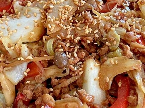 大豆のお肉を使ってずぼら玄米黒酢野菜炒め